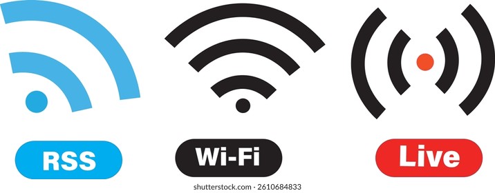 Set of free WiFi and zone signs. Wireless and wifi icons. Wifi icon wireless internet signal element flat background,
