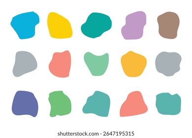 Ensemble d'éléments organiques de forme libre. Formes de gribouillage.