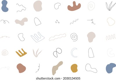Set freehand boho doodle geometric shapes. Modern vector illustration