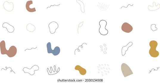 Set freehand boho doodle geometric shapes. Modern vector illustration
