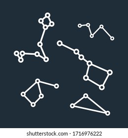 Set of freehand constellations. Vector zodiac signs.