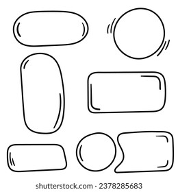 Set of freehand drawn horizontal and vertical rectangles and squares drawn by felt-tip pen. Text box and frames. Vector illustration.