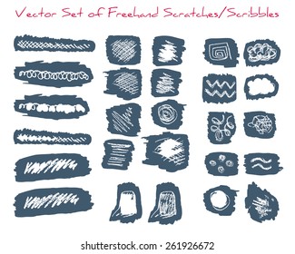 A set of freehand scratches/scribbles
