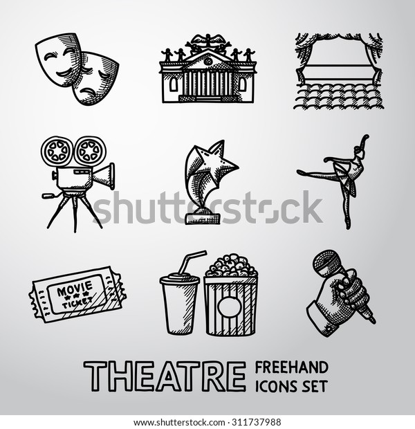 Image Vectorielle De Stock De Ensemble D Icones De Theatre A Main 311737988