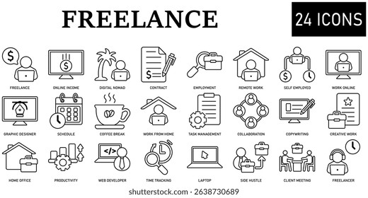 Set of freelance Icons or symbols Vector fully editable file.