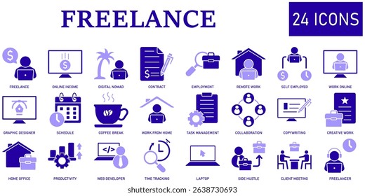 Set of freelance Icons or symbols Vector fully editable file.