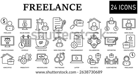 Set of freelance Icons or symbols Vector fully editable file.