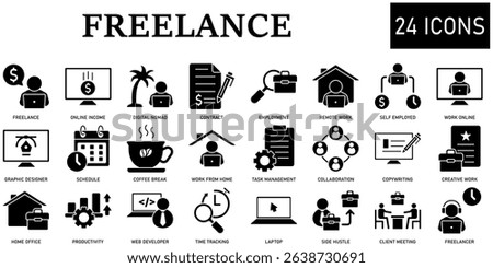 Set of freelance Icons or symbols Vector fully editable file.