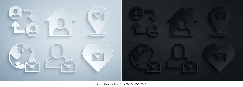 Set Freelancer, Online working, Heart with text,  and Project team base icon. Vector