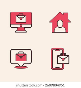 Set Freelancer, Online working,  and  icon. Vector