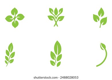 Set of Freen Leaves that can be used as Ecology and Nature elements in vector icon designs