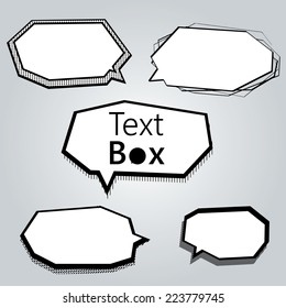 Set of freestyle text box and speech bubble isolated on grey background. Vector illustration