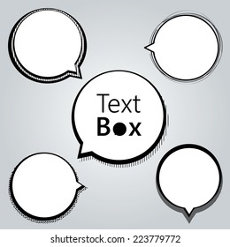 Set of freestyle text box and speech bubble isolated on grey background. Vector illustration