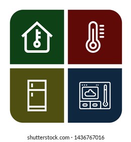 Set of freeze icons such as Temperature, Thermometer, Fridge , freeze