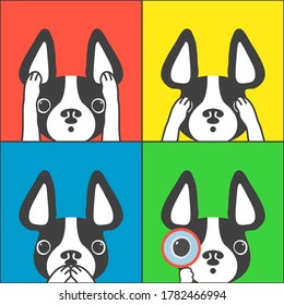 Set of French Bulldog cartoon