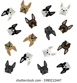 Set of French bulldog face pattern for  card , textile ,wallpaper or another propose