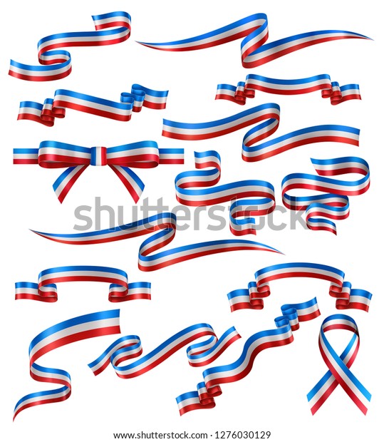 Ensemble de rubans du drapeau français, image vectorielle de stock