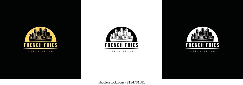set of French fries logo design concept. Universal french fries logo.
