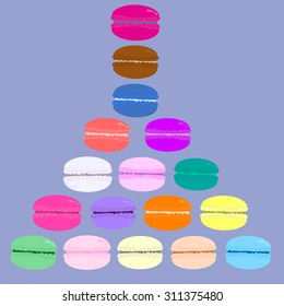 Set of French sweets: colored macaroons