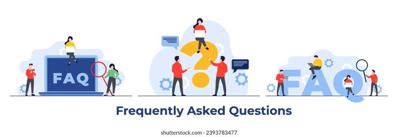 Set of frequently asked questions concept flat illustrations vector template, FAQ concept for landing page, mobile app, web banner, infographics