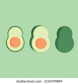 conjunto de aguacate fresco aislado sobre fondo verde