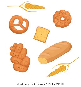set of fresh baked goods vector illustration