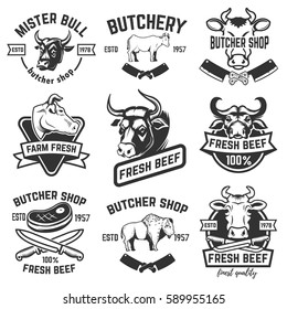 Set of fresh beef labels isolated on white background. Design elements for poster, t-shirt. Vector illustration.
