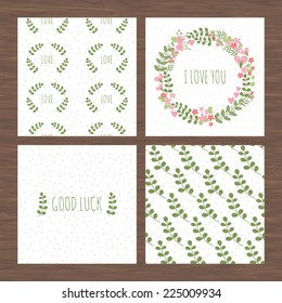 Set of fresh cards with floristic patterns. Good for businesses cards or corporate design