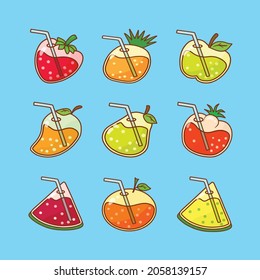 set of fresh cocktail, juice fruit vector illustration