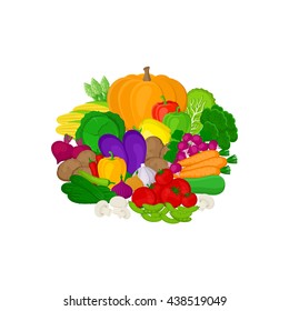 Set of fresh colorful vegetables isolated on white background. Healthy organic eating concept. Fresh healthy vitamin vegetables from the farm.