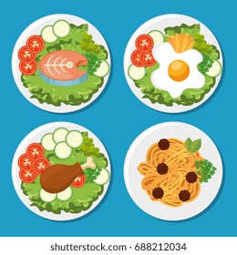 set of fresh and delicious lunch