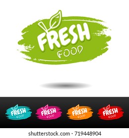 Set of Fresh food badges. Vector hand drawn labels. 