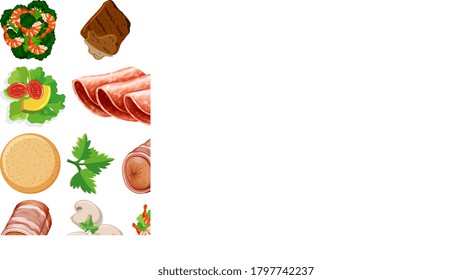 Set of fresh food ingredients illustration