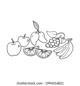 boceto de frutas aisladas en fondo blanco. vector dibujado a mano.