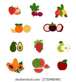 set of fresh fruit illustration