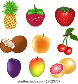 set of fresh fruits