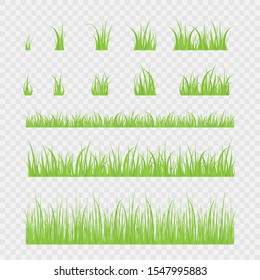 Set of fresh green grass on a transparent background. Vector illustration