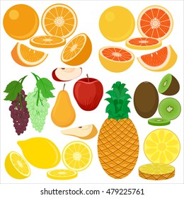 Set of fresh healthy vegetables isolated. Flat design. Organic farm illustration. Healthy lifestyle vector design elements.
