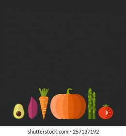 Set of fresh healthy vegetables made in flat style - each one is isolated for easy use. Healthy lifestyle or diet vector design element. Organic farm illustration.  