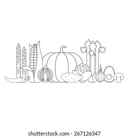 Set of fresh healthy vegetables made in flat style - each one is isolated for easy use. Healthy lifestyle or diet vector design element. Organic farm illustration.  