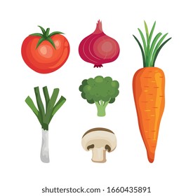 set of fresh and healthy vegetables vector illustration design