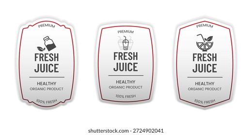 Conjunto de Ilustración vectorial de etiqueta de jugo fresco para embalaje de Producto