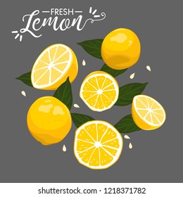set of fresh lemon collection