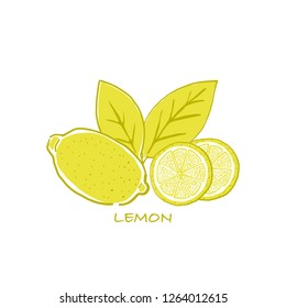 Set of fresh lemon on white background