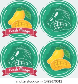 Set of Fresh Mango Illustration. Unique and Trendy Set of Fresh Mango Labels. Unique and Trendy vector for your unique design.