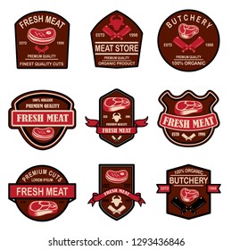 Set of fresh meat labels. Design element for logo, label, emblem, sign. Vector illustration