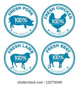 Set of fresh meat labels, vector illustration