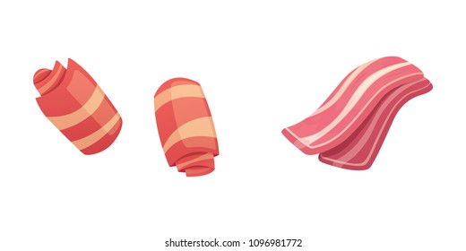 Set fresh meat products. Steak in cartoon style. Vector isolated illustration.