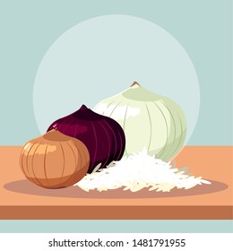 set of fresh onions vegetables