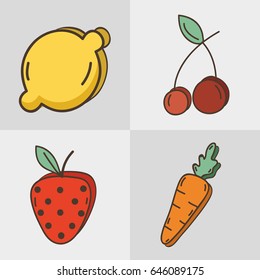 set fresh organ fruit and vegetables